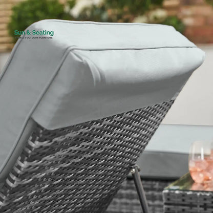 Arrigo Outdoor Swimming Poolside Lounger Set of 2 (Black + Grey) Loungers