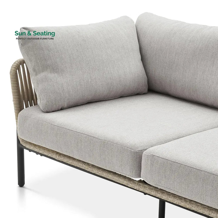 Arturo Outdoor Garden Balcony Sofa Set 3 Seater 2 Single Seater and 1 Center Table Set Braid &amp; Rope (Beige) Sofa Sets