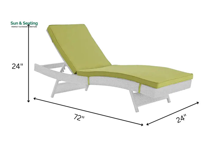 Arturo Outdoor Swimming Poolside Lounger (White &amp; Green) Loungers