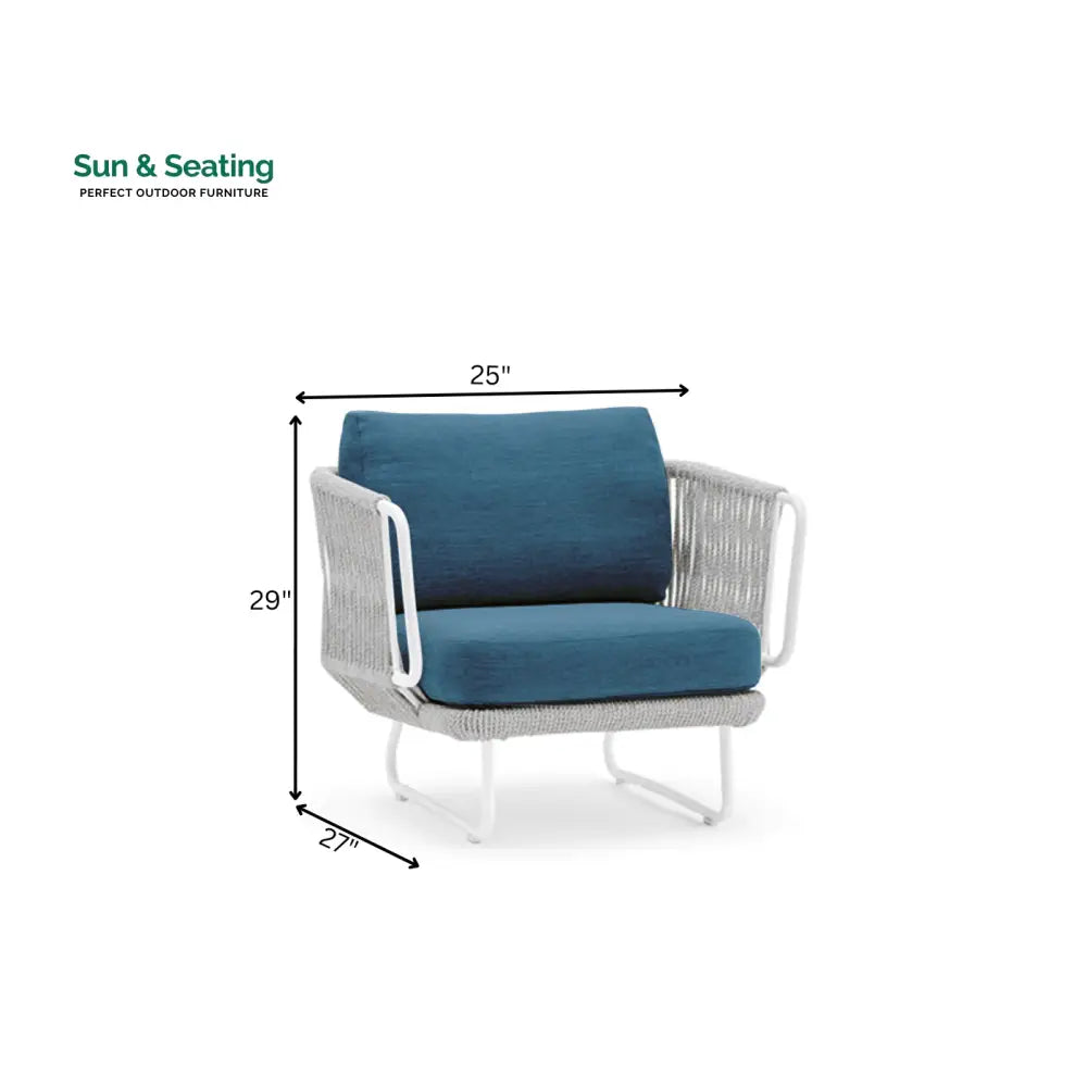 Astoir Outdoor Garden Balcony Sofa Set 3 Seater 2 Single Seater and 1 Center Table Set Braid & Rope (Grey-Blue) Sofa