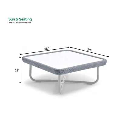 Astoir Outdoor Garden Balcony Sofa Set 3 Seater 2 Single Seater and 1 Center Table Set Braid & Rope (Grey-Blue) Sofa