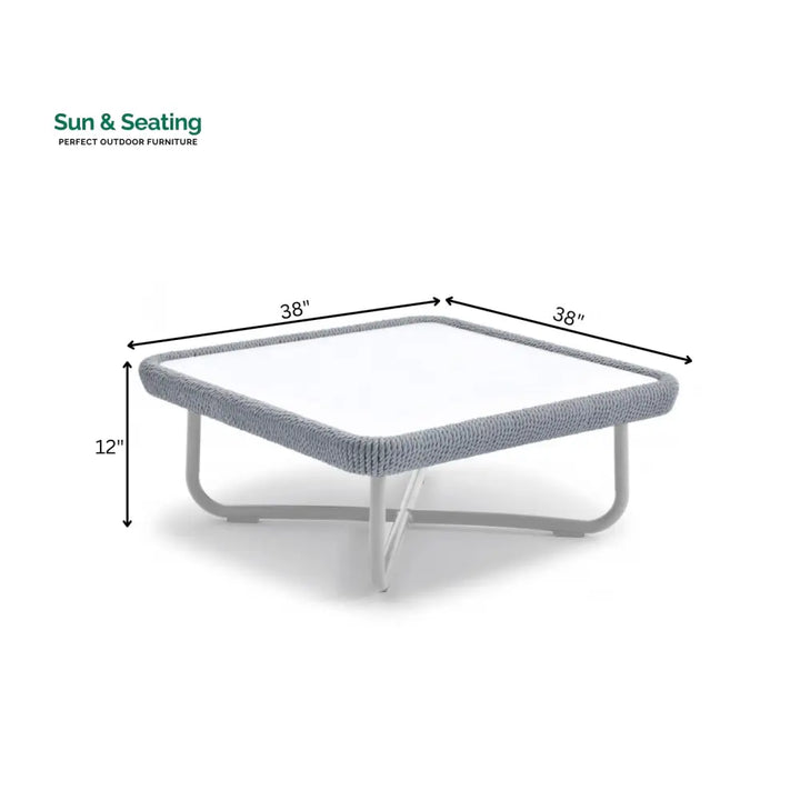 Astoir Outdoor Garden Balcony Sofa Set 3 Seater 2 Single Seater and 1 Center Table Set Braid &amp; Rope (Grey-Blue) Sofa