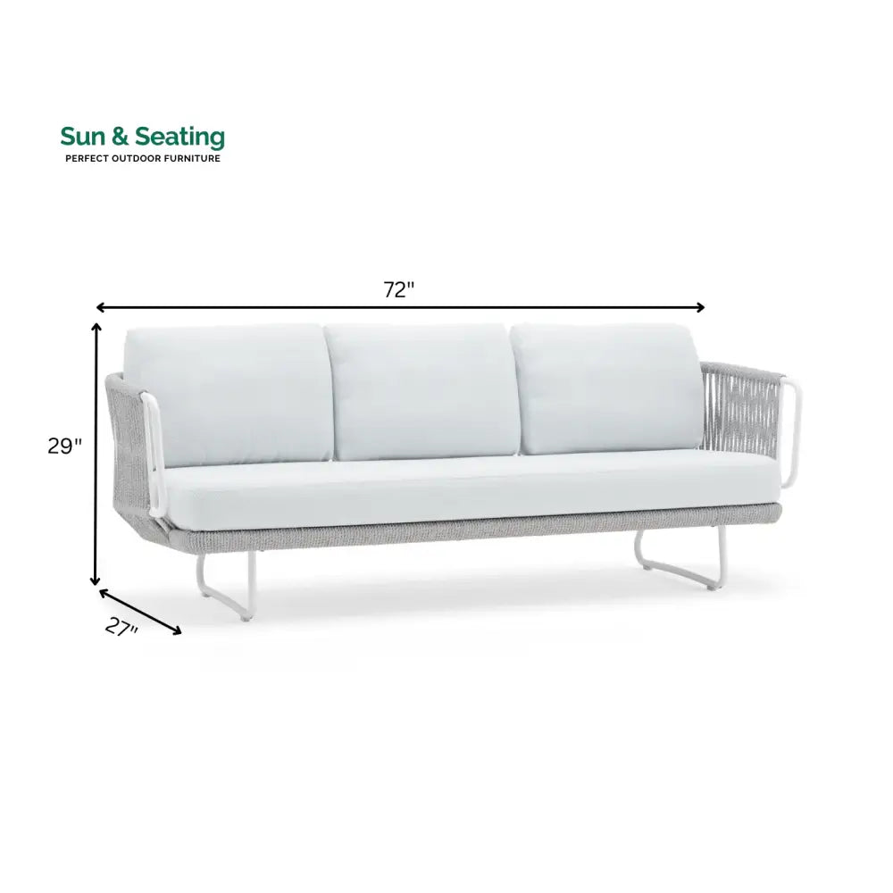 Astor Outdoor Garden Balcony Sofa Set 3 Seater 2 Single Seater and 1 Center Table Set Braid &amp; Rope (Grey-Off White)