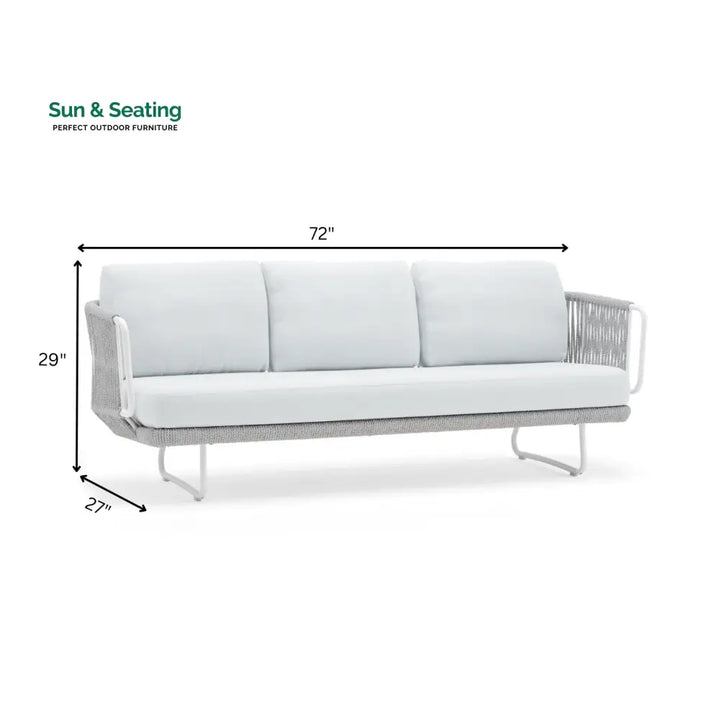 Astor Outdoor Garden Balcony Sofa Set 3 Seater 2 Single Seater and 1 Center Table Set Braid &amp; Rope (Grey-Off White)