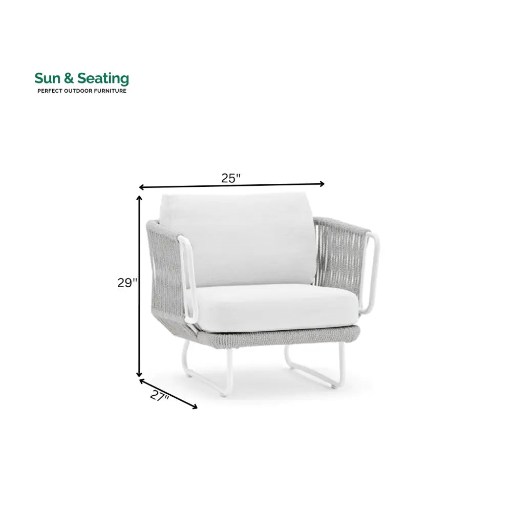 Astor Outdoor Garden Balcony Sofa Set 3 Seater 2 Single Seater and 1 Center Table Set Braid &amp; Rope (Grey-Off White)