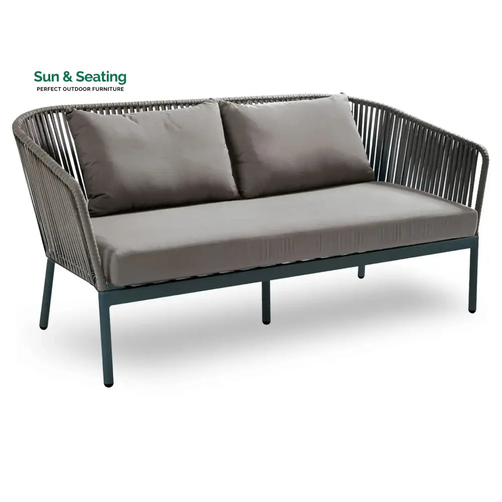 Athan Outdoor Garden Balcony Sofa Set 2 Seater 2 Single Seater 1 Center Table Set (Dark Grey) Braided and Rope Sofa Sets