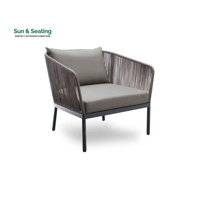 Athan Outdoor Garden Balcony Sofa Set 2 Seater 2 Single Seater 1 Center Table Set (Dark Grey) Braided and Rope Sofa Sets