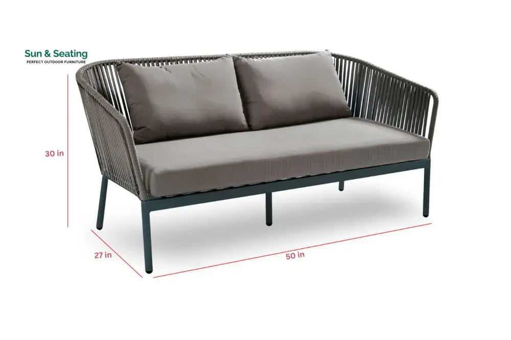 Athan Outdoor Garden Balcony Sofa Set 2 Seater 2 Single Seater 1 Center Table Set (Dark Grey) Braided and Rope Sofa Sets