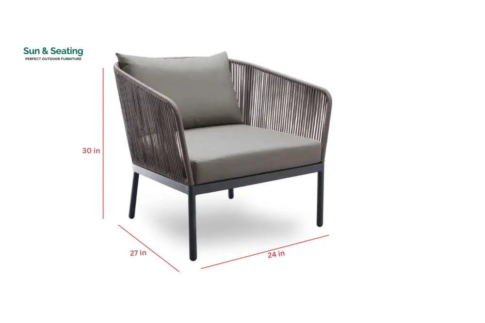 Athan Outdoor Garden Balcony Sofa Set 2 Seater 2 Single Seater 1 Center Table Set (Dark Grey) Braided and Rope Sofa Sets