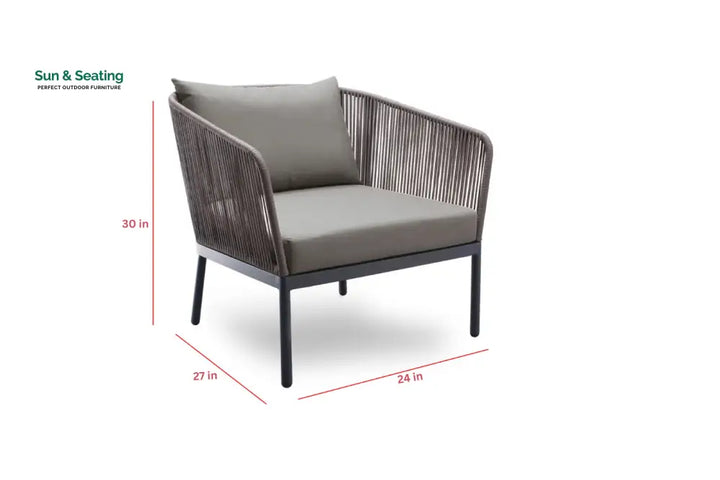 Athan Outdoor Garden Balcony Sofa Set 2 Seater 2 Single Seater 1 Center Table Set (Dark Grey) Braided and Rope Sofa Sets