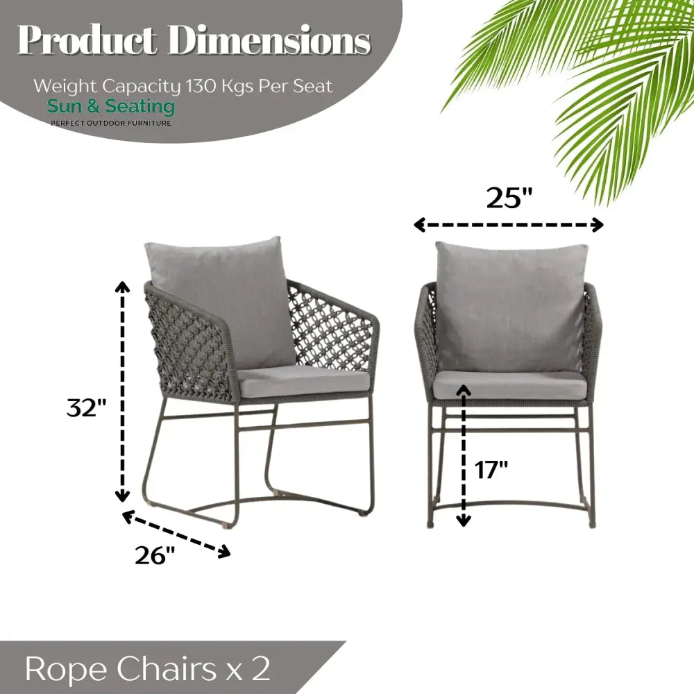 Atieno Outdoor Rope 2-Piece Patio Chairs Patio Chairs