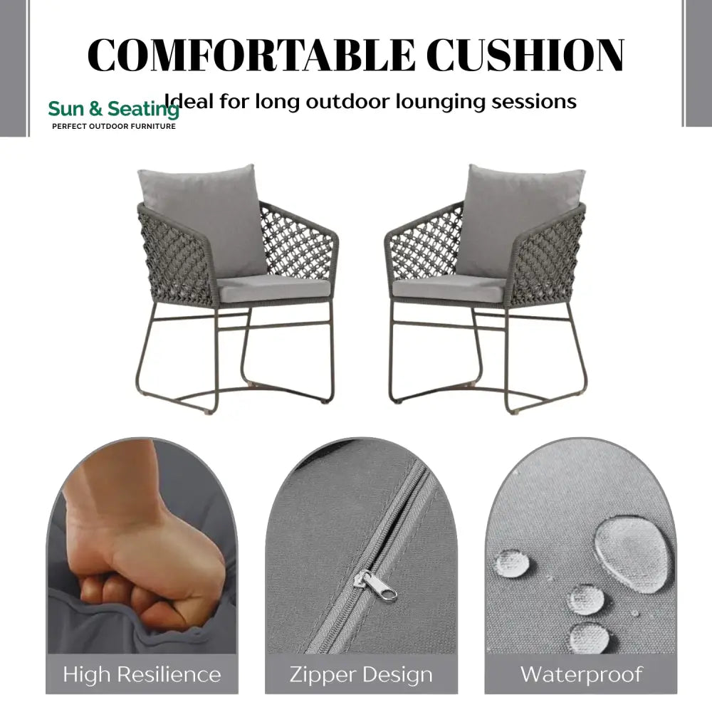 Atieno Outdoor Rope 2-Piece Patio Chairs Patio Chairs