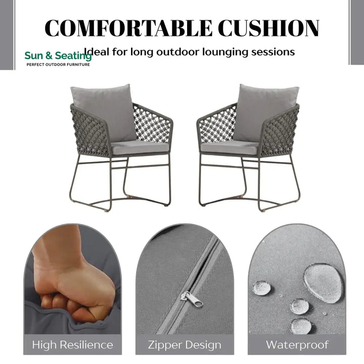 Atieno Outdoor Rope 2-Piece Patio Chairs Patio Chairs