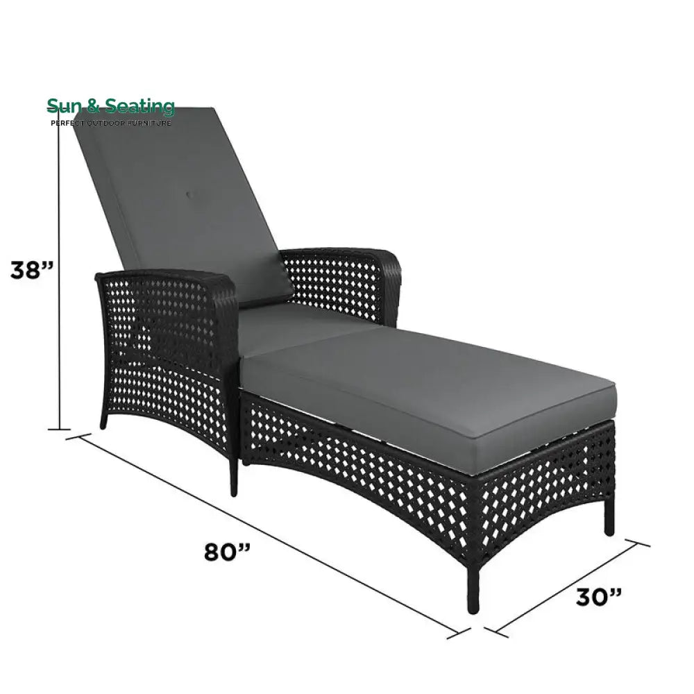 Atto Outdoor Swimming Poolside Lounger (Black) Loungers