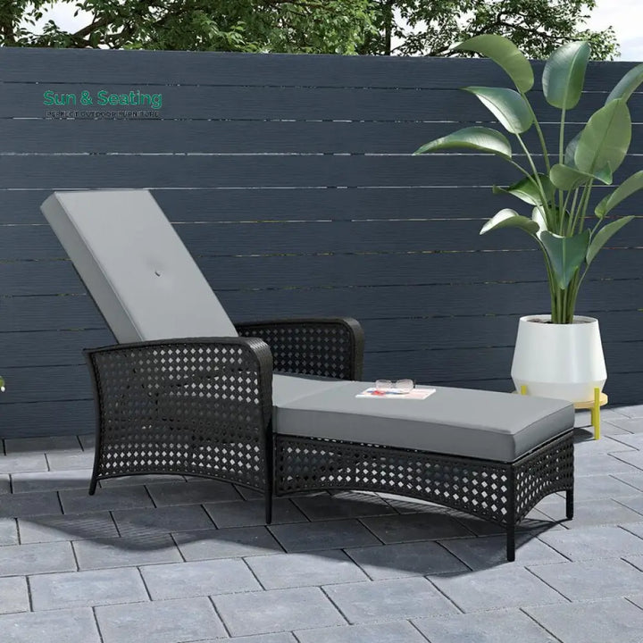 Atto Outdoor Swimming Poolside Lounger (Black) Loungers