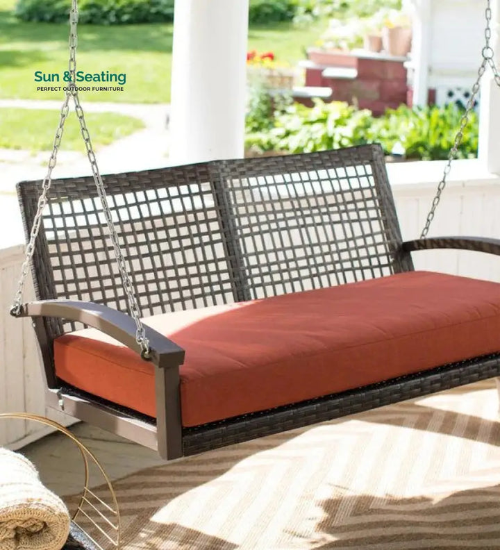 Augusto Double Seater Hanging Swing Without Stand For Balcony Garden Swing (Dark Brown) Swings