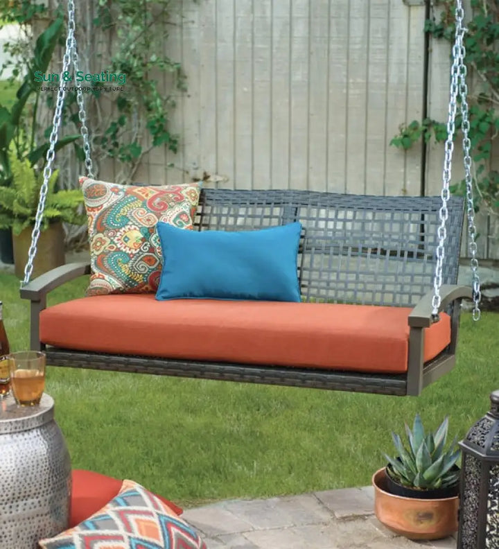 Augusto Double Seater Hanging Swing Without Stand For Balcony Garden Swing (Dark Brown) Swings