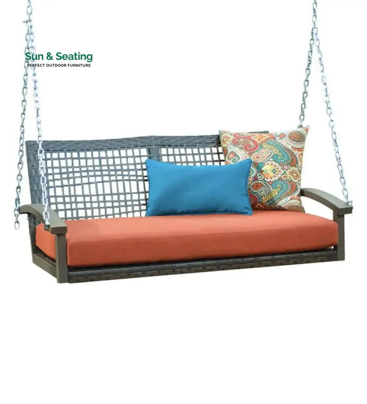 Augusto Double Seater Hanging Swing Without Stand For Balcony Garden Swing (Dark Brown) Swings