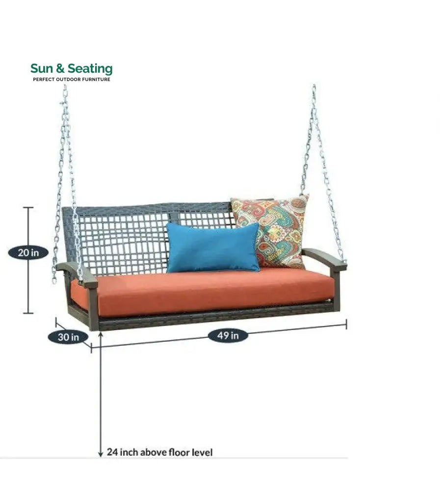 Augusto Double Seater Hanging Swing Without Stand For Balcony Garden Swing (Dark Brown) Swings