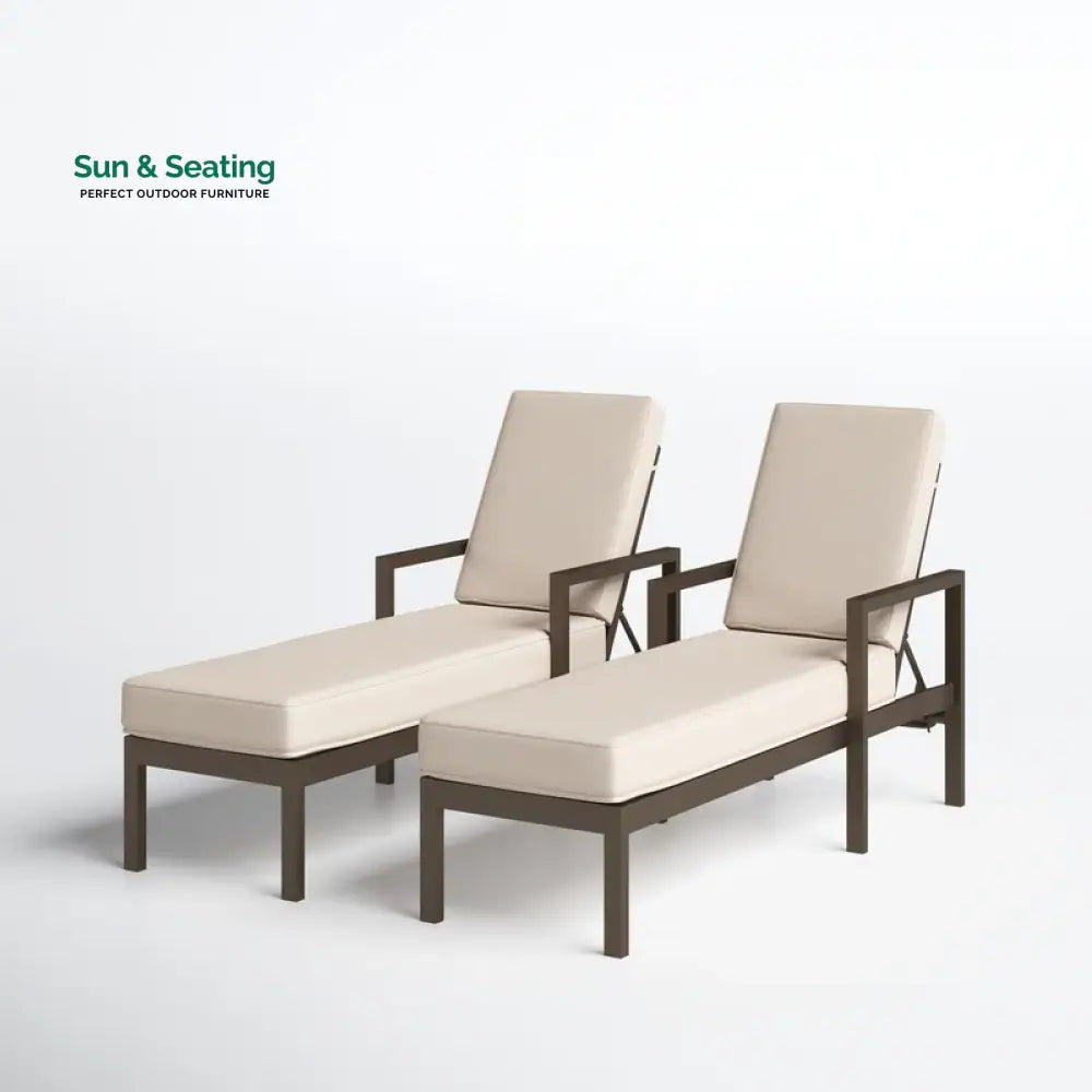 Aura Outdoor Swimming Poolside Lounger Set of 2 (Brown) Loungers