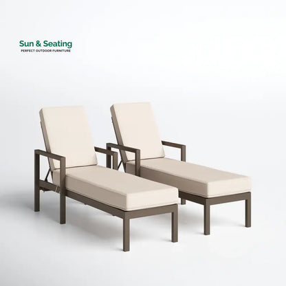 Aura Outdoor Swimming Poolside Lounger Set of 2 (Brown) Loungers
