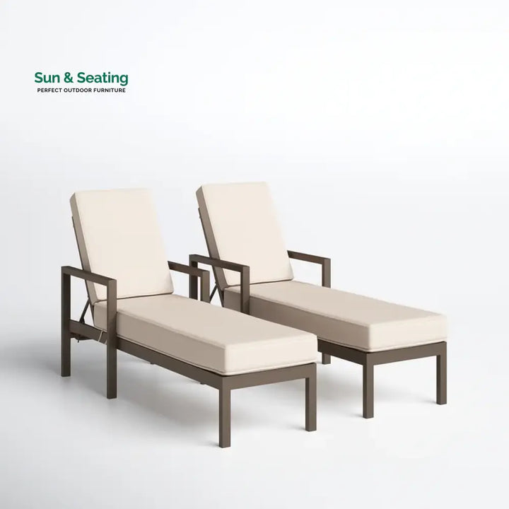 Aura Outdoor Swimming Poolside Lounger Set of 2 (Brown) Loungers