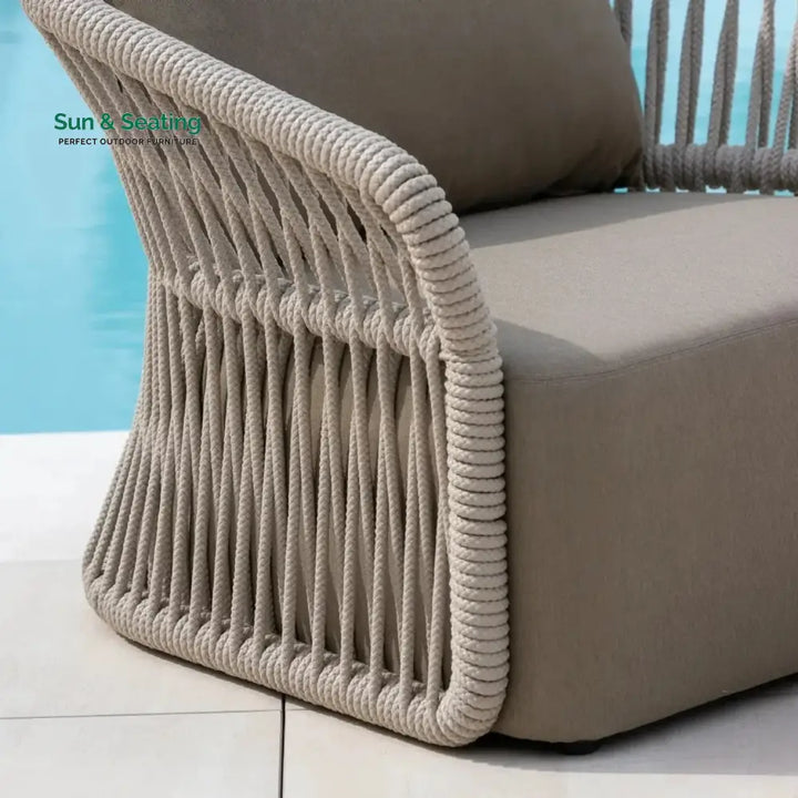 Aurelia 4-Piece Outdoor Braid &amp; Rope Sofa Set (Beige &amp; Dark Cream) Sofa Set