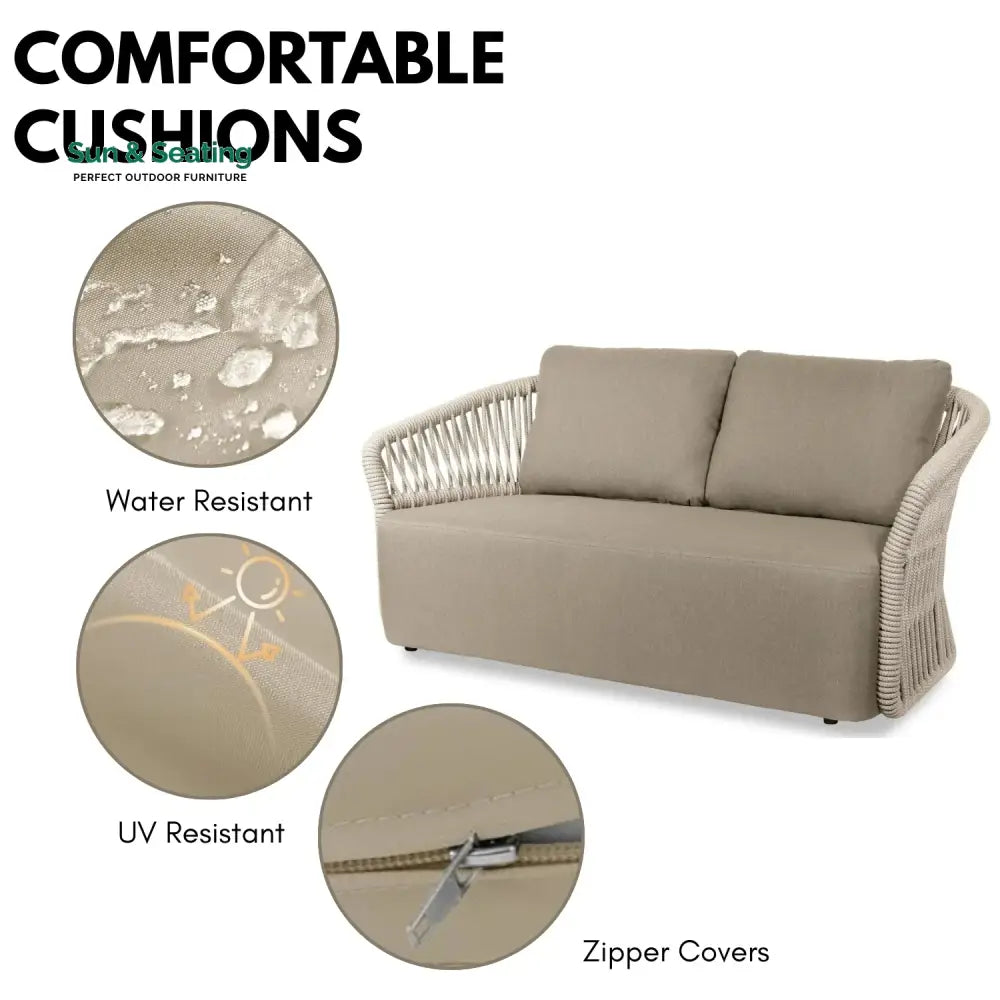 Aurelia 4-Piece Outdoor Braid &amp; Rope Sofa Set (Beige &amp; Dark Cream) Sofa Set