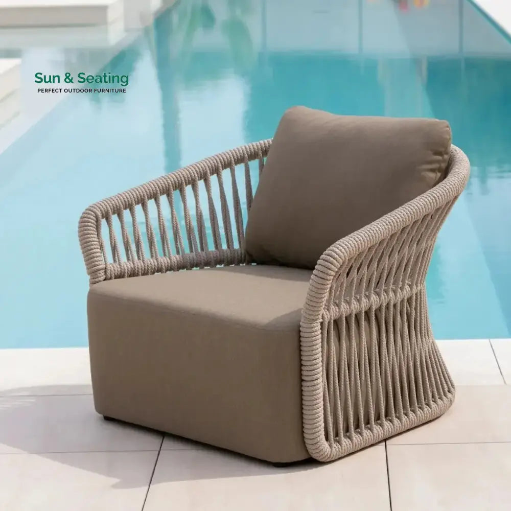 Aurelia 4-Piece Outdoor Braid &amp; Rope Sofa Set (Beige &amp; Dark Cream) Sofa Set