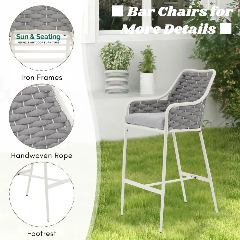 Autumn 2-Piece Outdoor Rope Bar Chairs – Stylish Comfort Built to Last Bar Chairs