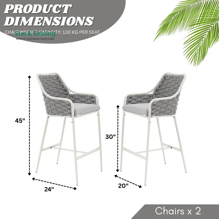 Autumn 2-Piece Outdoor Rope Bar Chairs – Stylish Comfort Built to Last Bar Chairs