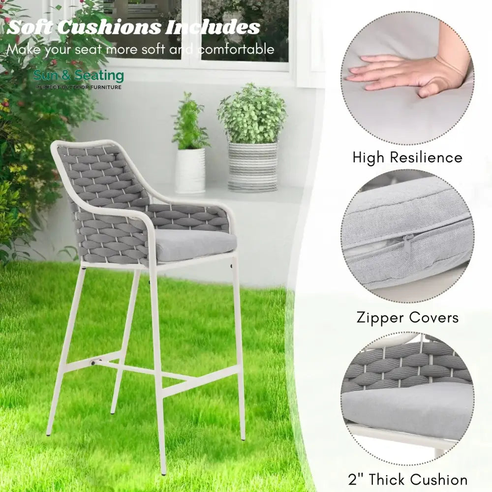 Autumn 2-Piece Outdoor Rope Bar Chairs – Stylish Comfort Built to Last Bar Chairs