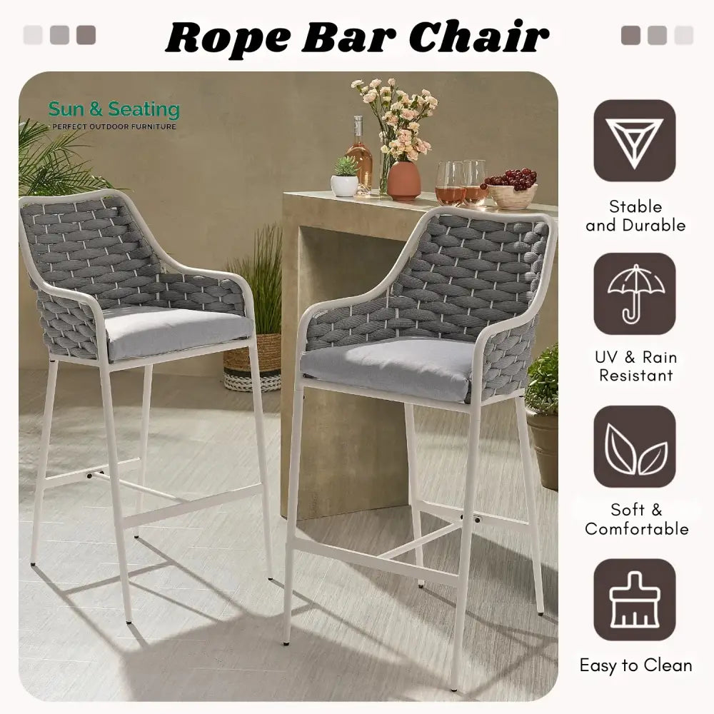 Autumn 2-Piece Outdoor Rope Bar Chairs – Stylish Comfort Built to Last Bar Chairs