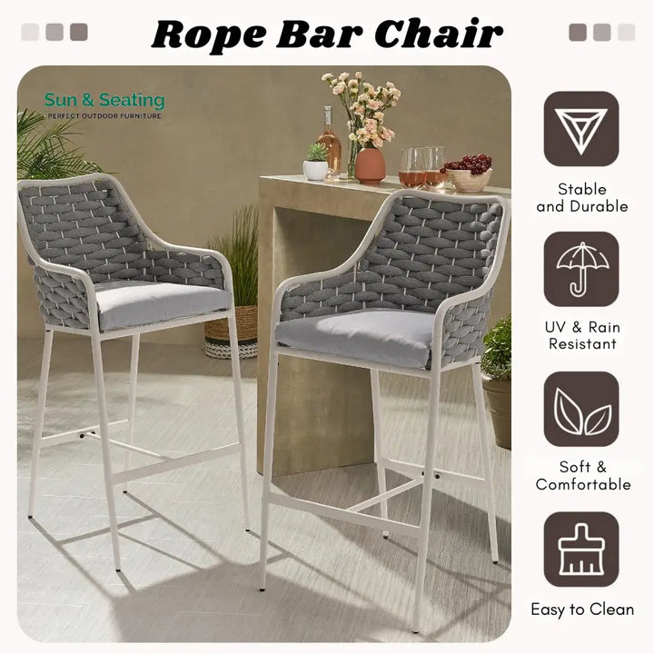 Autumn 2-Piece Outdoor Rope Bar Chairs – Stylish Comfort Built to Last Bar Chairs