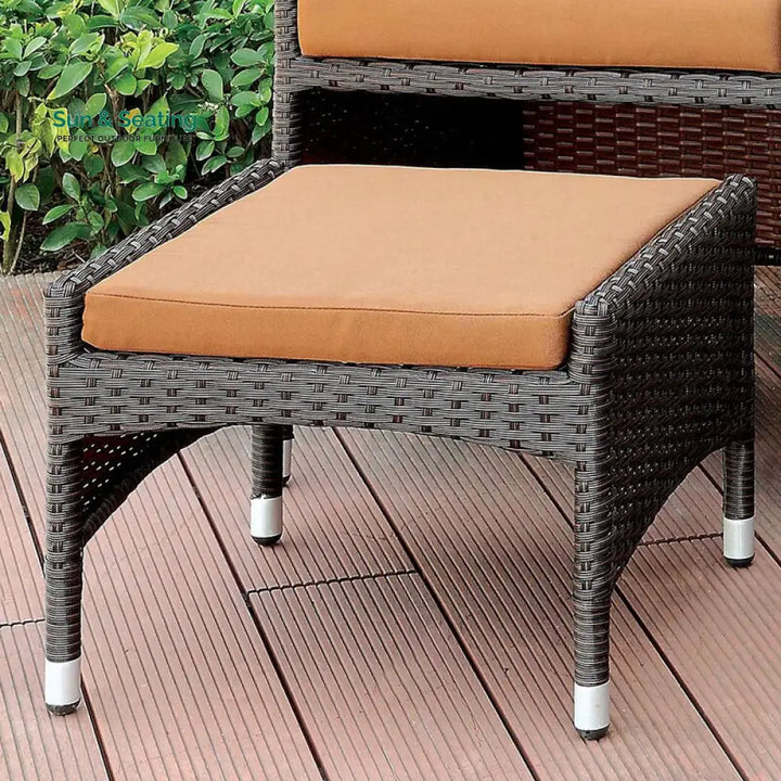 Ava Outdoor Patio Seating Set 2 Chairs 2 Ottoman and Table Set (Dark Brown) Coffee Table Sets