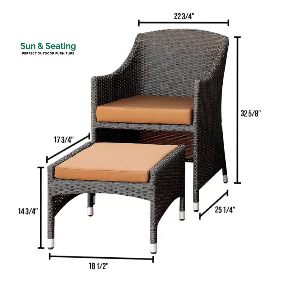 Ava Outdoor Patio Seating Set 2 Chairs 2 Ottoman and Table Set (Dark Brown) Coffee Table Sets