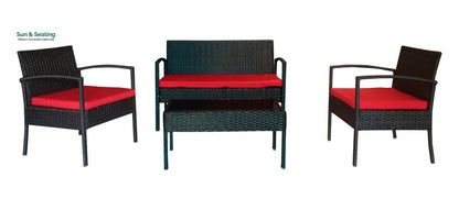 Aver Outdoor Sofa Set 2 Seater 2 Single seater and 1 Center Table Set (Black) Sofa Sets