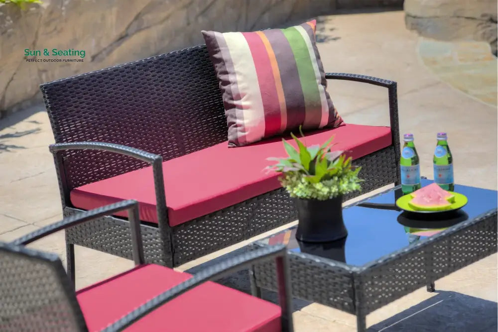 Aver Outdoor Sofa Set 2 Seater 2 Single seater and 1 Center Table Set (Black) Sofa Sets