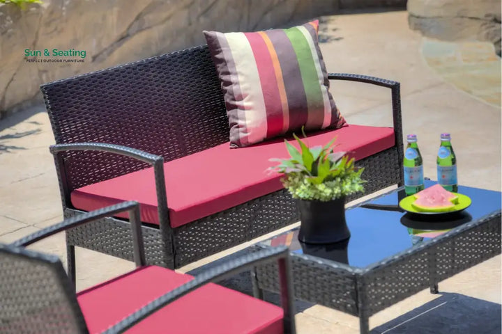 Aver Outdoor Sofa Set 2 Seater 2 Single seater and 1 Center Table Set (Black) Sofa Sets