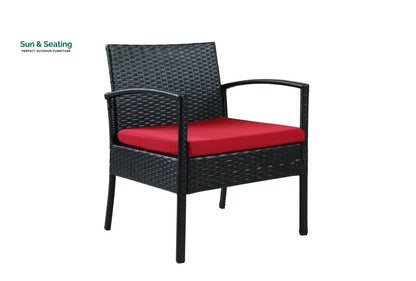 Aver Outdoor Sofa Set 2 Seater 2 Single seater and 1 Center Table Set (Black) Sofa Sets