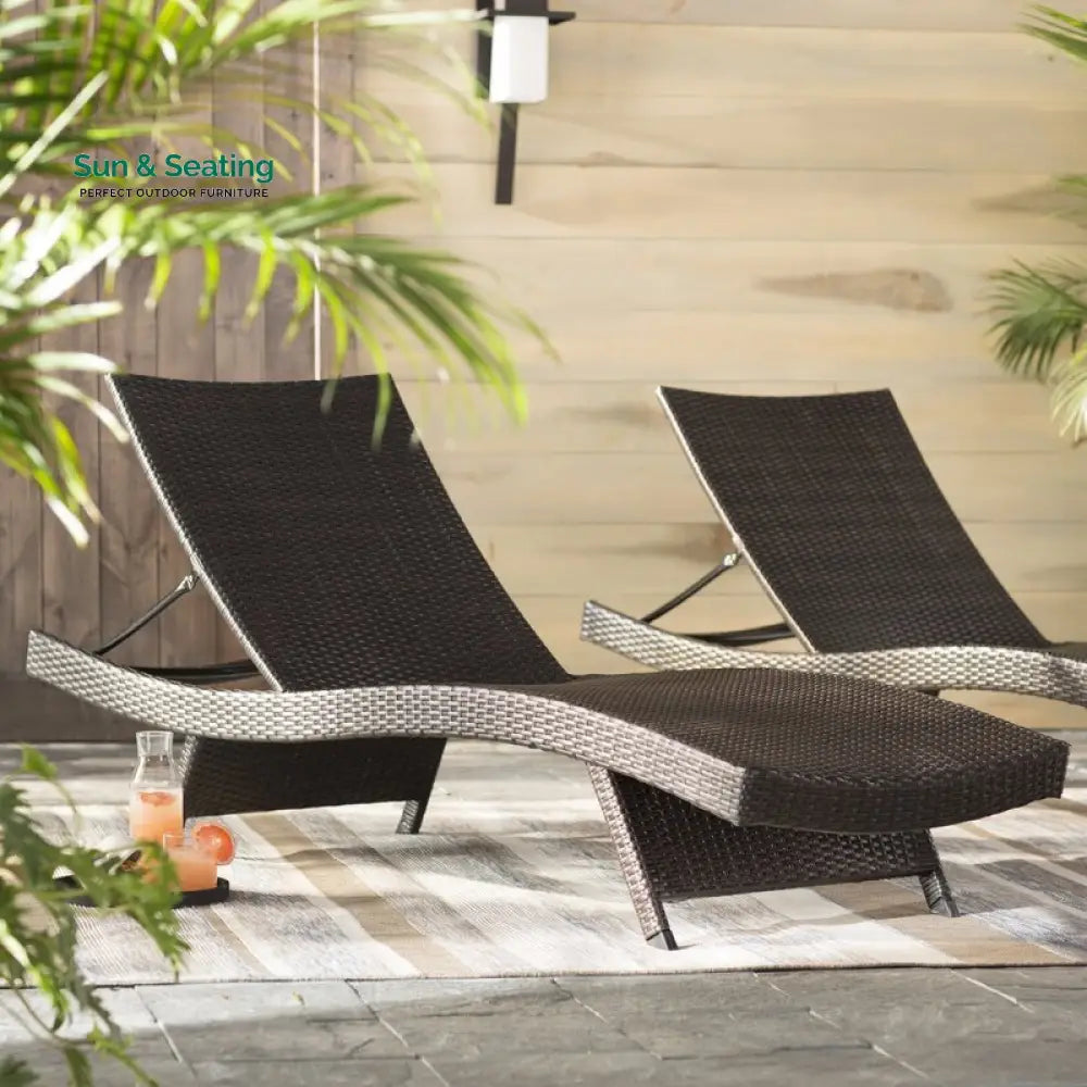 Aver Outdoor Swimming Poolside Lounger Set of 2 (Brown) Loungers