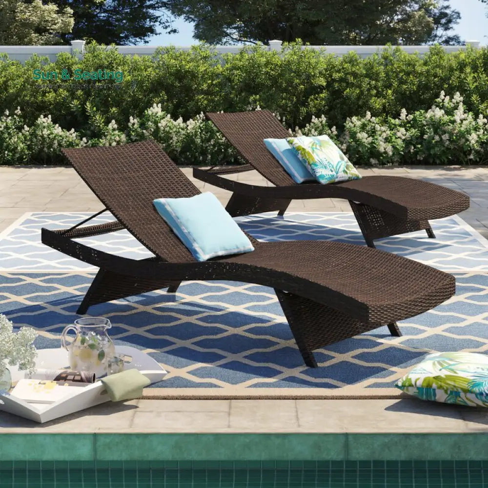 Aver Outdoor Swimming Poolside Lounger Set of 2 (Brown) Loungers