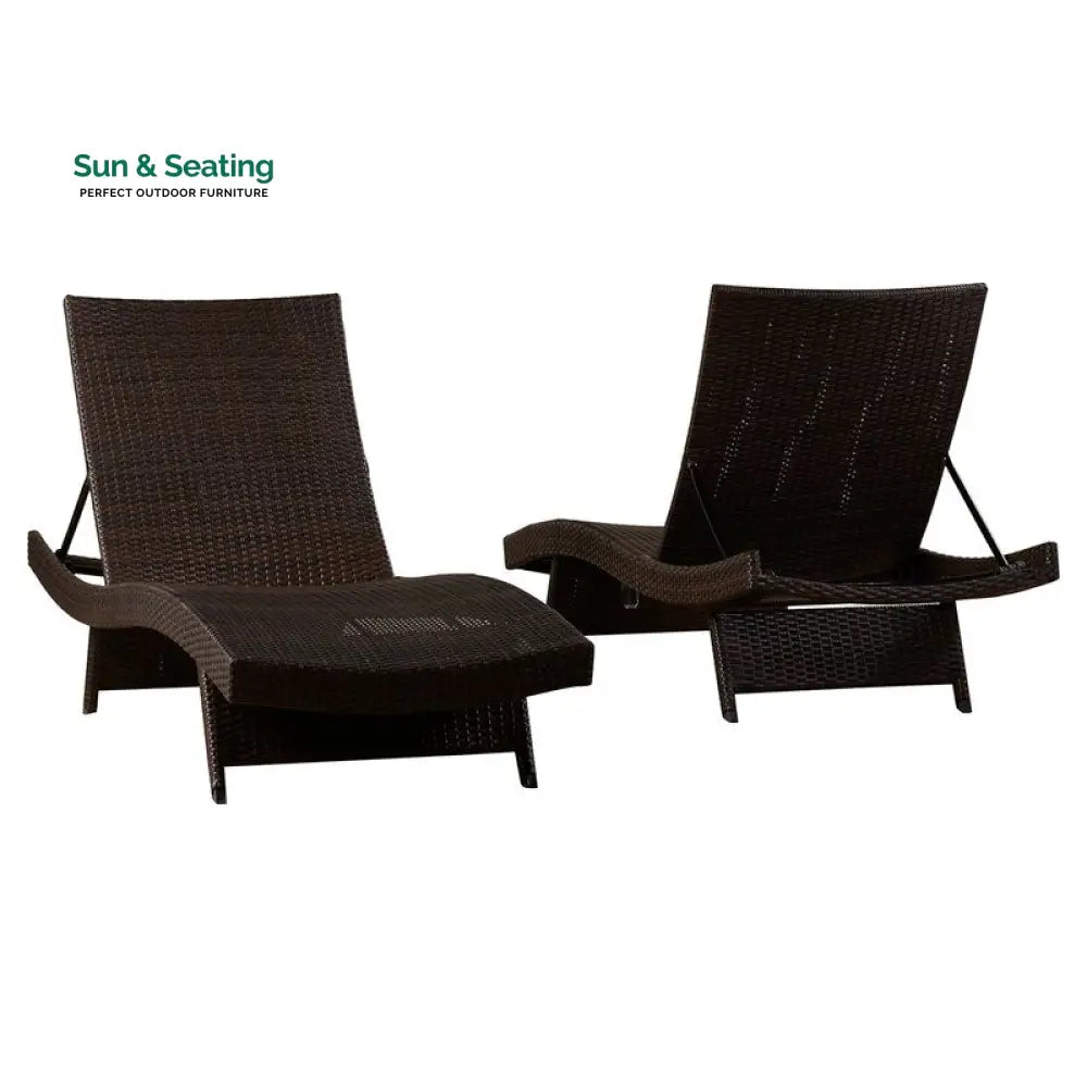 Aver Outdoor Swimming Poolside Lounger Set of 2 (Brown) Loungers