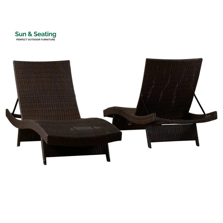 Aver Outdoor Swimming Poolside Lounger Set of 2 (Brown) Loungers
