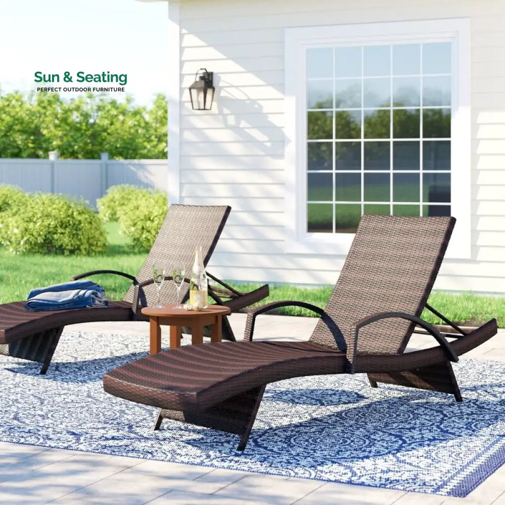 Aver Outdoor Swimming Poolside Lounger Set of 2 (Brown) Loungers