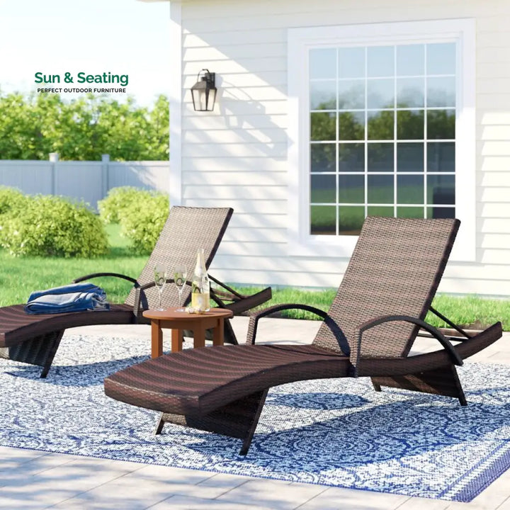 Aver Outdoor Swimming Poolside Lounger Set of 2 (Brown) Loungers