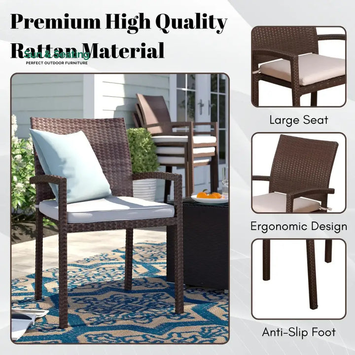 Avery 1-Piece Outdoor Rattan Wicker Patio Dining Chair Dinning Chairs