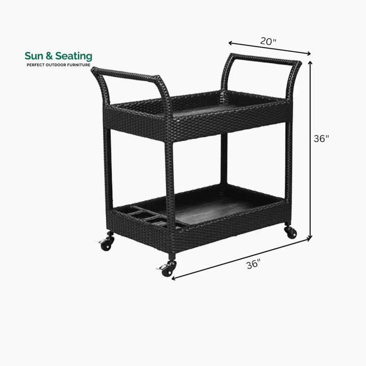 Avis Outdoor Patio Bar Serving Cart (Dark Brown) Wicker