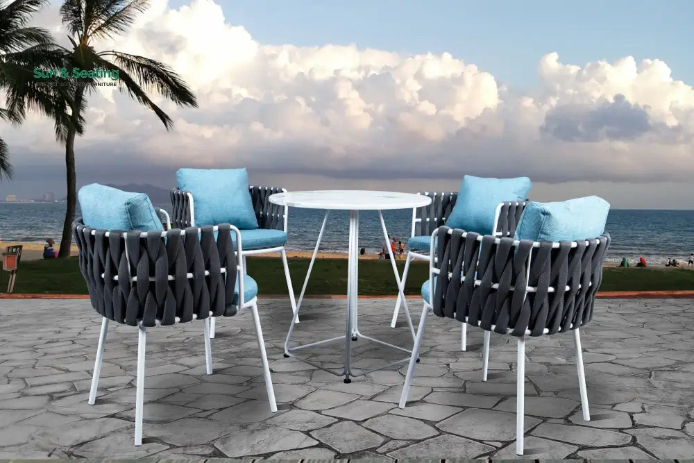 Aware Outdoor Patio Seating Set 4 Chairs and 1 Table Set (Dark Grey) Braided & Rope Coffee Table Sets