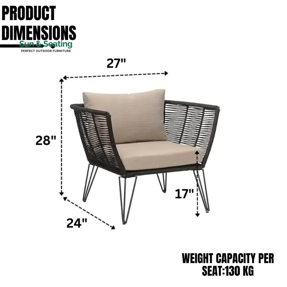 Ayan Outdoor Rope 1 Piece Patio Single Seater Sofa Sofa Set